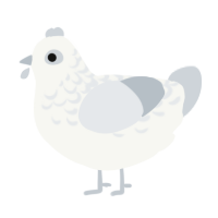A white and mist chicken with a half-lace pattern