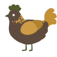 A bark and gold chicken with a neck-speckle pattern