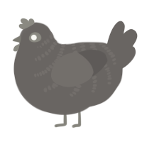 brick, a grey chicken with a half-bar pattern