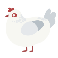 A white and mist chicken with a neck-speckle pattern