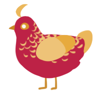 A crimson and honey chicken with a half-lace pattern
