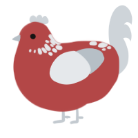 (unnamed), a red and mist chicken with a neck-speckle pattern