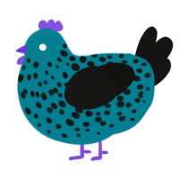 (unnamed), a sea and black chicken with a speckle pattern