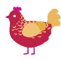 A crimson and honey chicken with a half-lace pattern