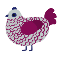 A silver and wine chicken with a lace pattern