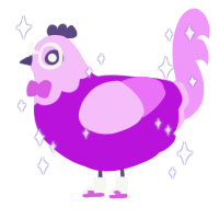 leviathan, a amethyst and lavender chicken with a head pattern