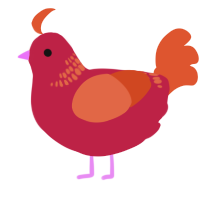 A crimson and vermilion chicken with a neck-band pattern