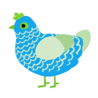 A sky and gluppy chicken with a lace pattern