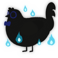A black chicken with a lace pattern