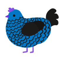 A sapphire and sable chicken with a lace pattern