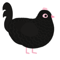 A black and sable chicken with a lace pattern