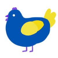 Ikea, a ultramarine and yellow chicken