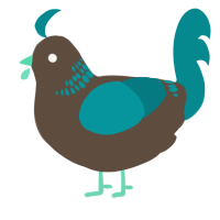 A bark and teal chicken with a neck-band pattern