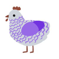 A mist and blurple chicken with a lace pattern