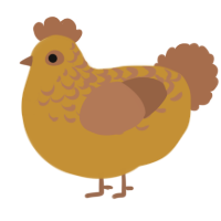 Cryptid, a gold and brown chicken with a half-lace pattern