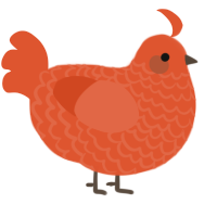 Bucky, a vermilion chicken with a lace pattern