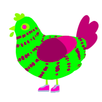 Geiger counter, a amethyst and spring chicken with a bar pattern