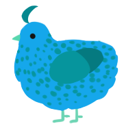 1, a sky and teal chicken with a speckle pattern