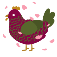 A maroon and olive chicken with a lace pattern