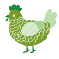 A chartreuse and gluppy chicken with a lace pattern