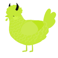 A lime chicken with a lace pattern