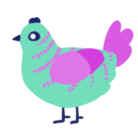 A mint and orchid chicken with a half-bar pattern
