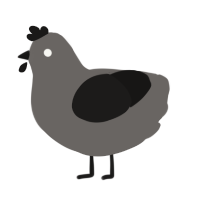 A grey and sable chicken