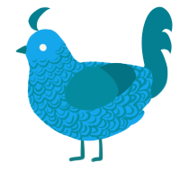 Blue1, a sky and sea chicken with a double-lace pattern