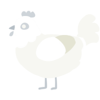 A white chicken with a head pattern