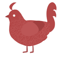 A red chicken with a double-lace pattern