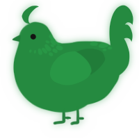Victor, a viridian chicken with a neck-speckle pattern