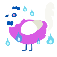 A orchid and white chicken with a head pattern