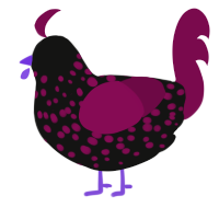 (unnamed), a black and wine chicken with a speckle pattern