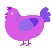 A orchid and blurple chicken with a neck-band pattern