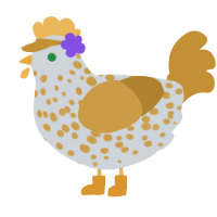 Operator, a mist and gold chicken with a speckle pattern