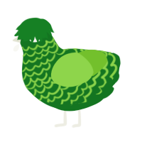 A leaf and grass chicken with a lace pattern