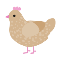 A beige chicken with a speckle pattern