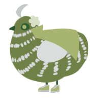 A chartreuse and silver chicken with a bar pattern