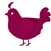 A maroon chicken with a lace pattern