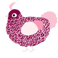 A maroon and rose chicken with a double-lace pattern