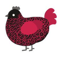 A sable and crimson chicken with a double-lace pattern