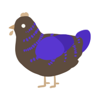 A bark and indigo chicken with a half-bar pattern