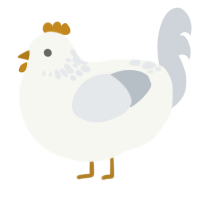 Not a Seagull, a white and mist chicken with a neck-speckle pattern