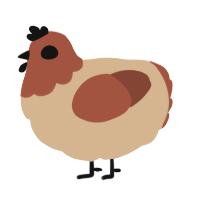 A beige and russet chicken with a head pattern