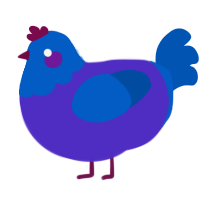 blueberry yogurt, a indigo and ultramarine chicken with a head pattern