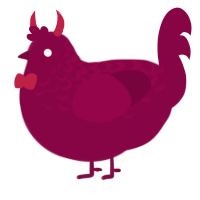 A maroon chicken with a half-lace pattern