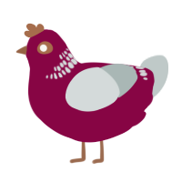 A maroon and silver chicken with a neck-band pattern