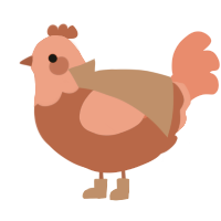 A russet and vermilion chicken with a head pattern