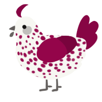 (unnamed), a white and maroon chicken with a speckle pattern