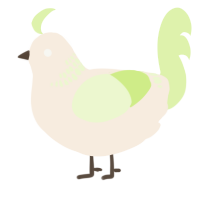 A cream and apple chicken with a neck-band pattern